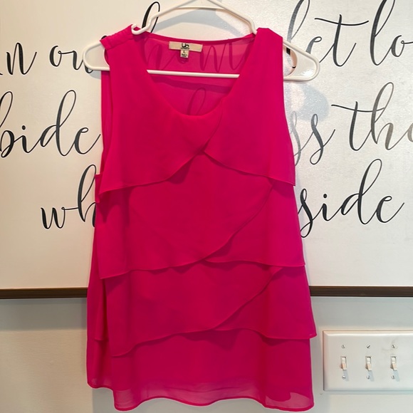 Ya Los Angeles hot pink ruffle blouse top - Picture 1 of 3